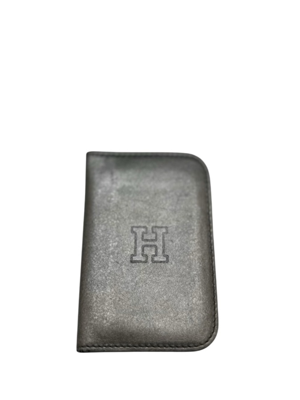 HIROFU - SILVER LEATHER SLIM BIFOLD CARDHOLDER WALLET